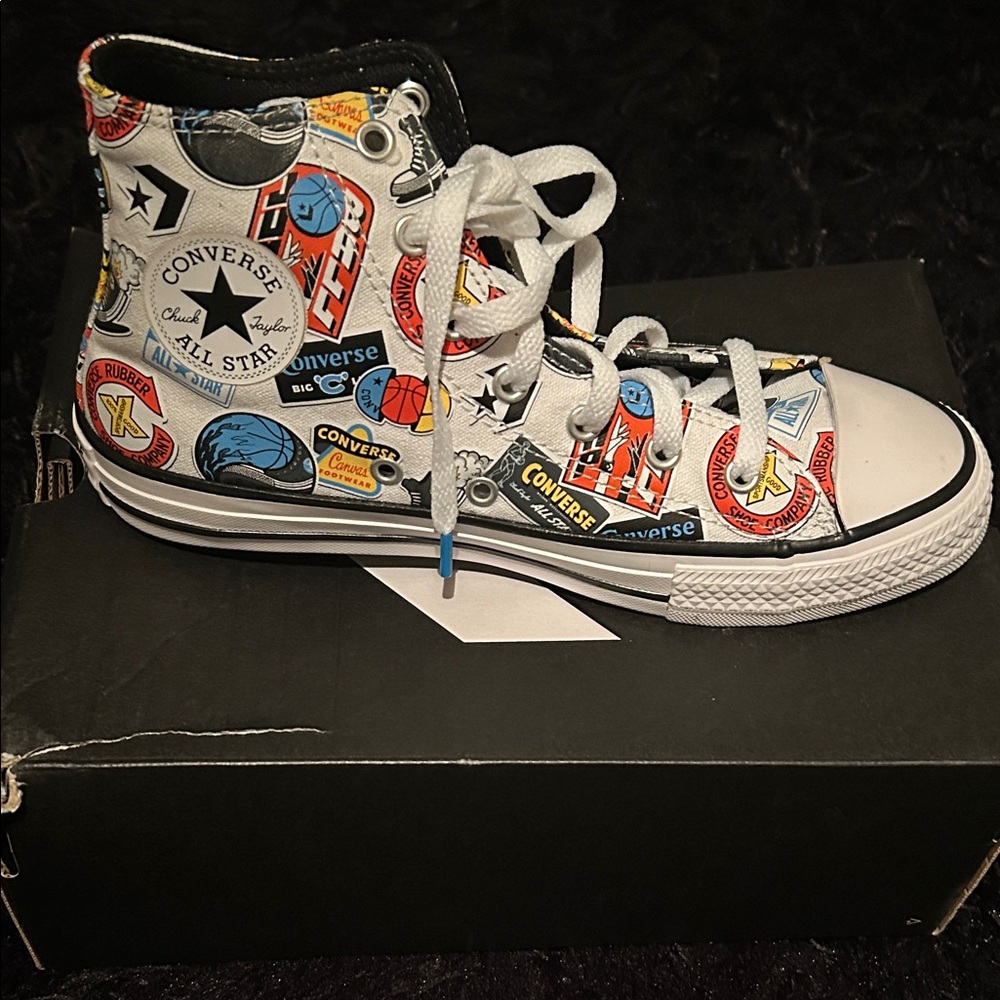 Converse CTAS Hi White and Black Sneakers